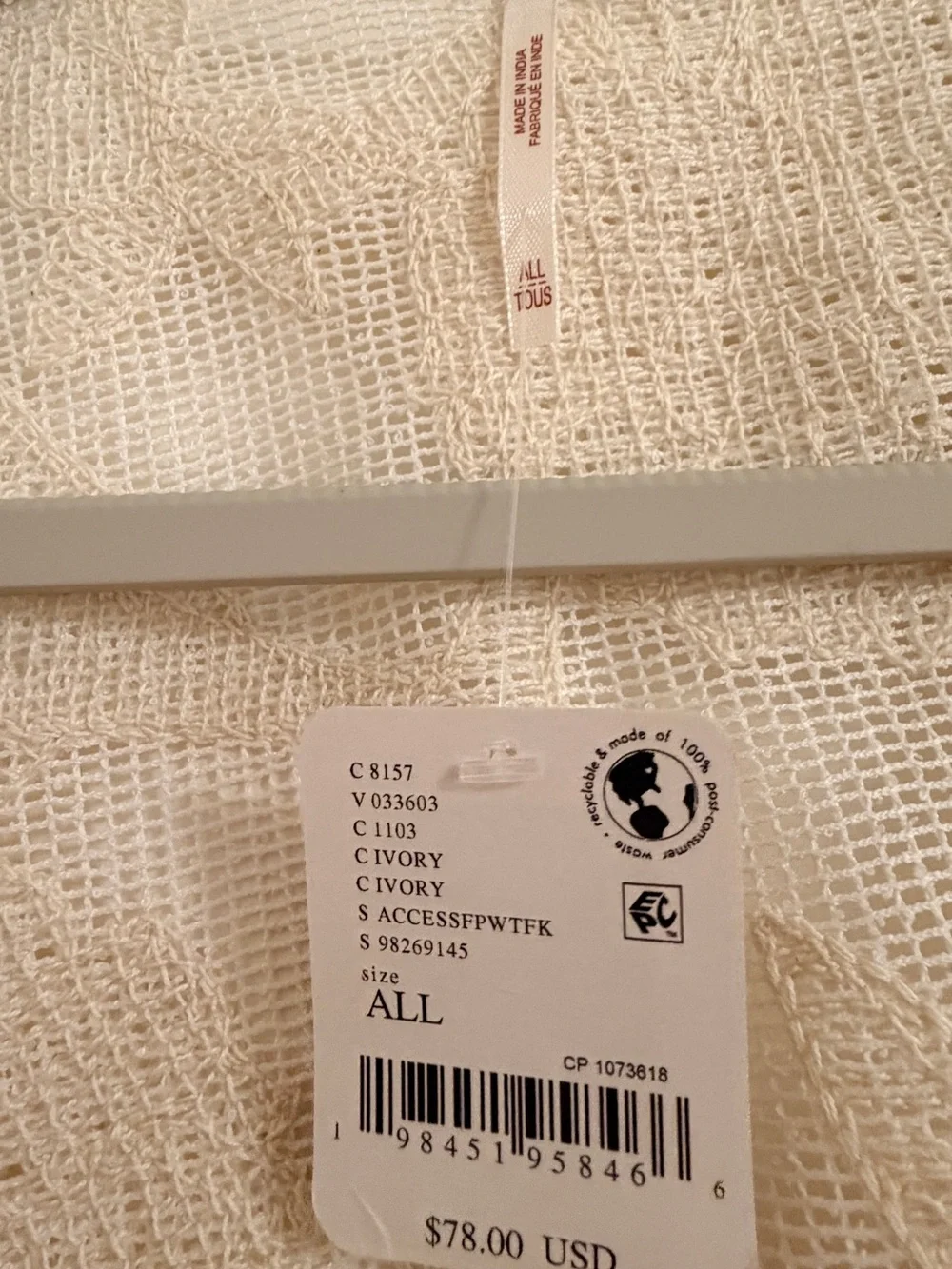 Free People Cream Crochet Kimono